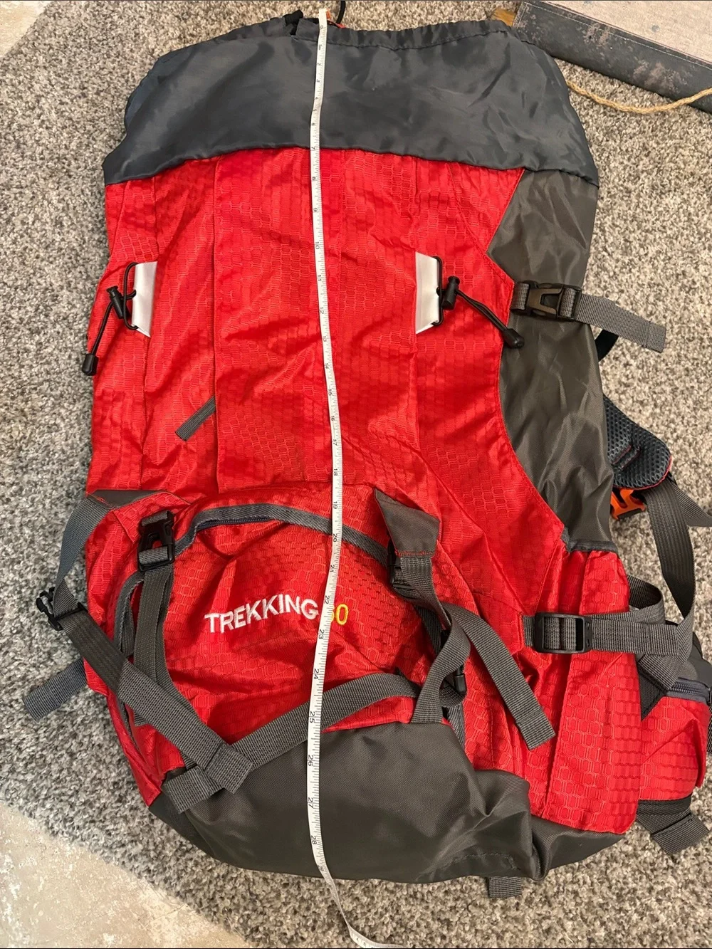 Trekking 60 Red & Gray Men's Hiking Backpack